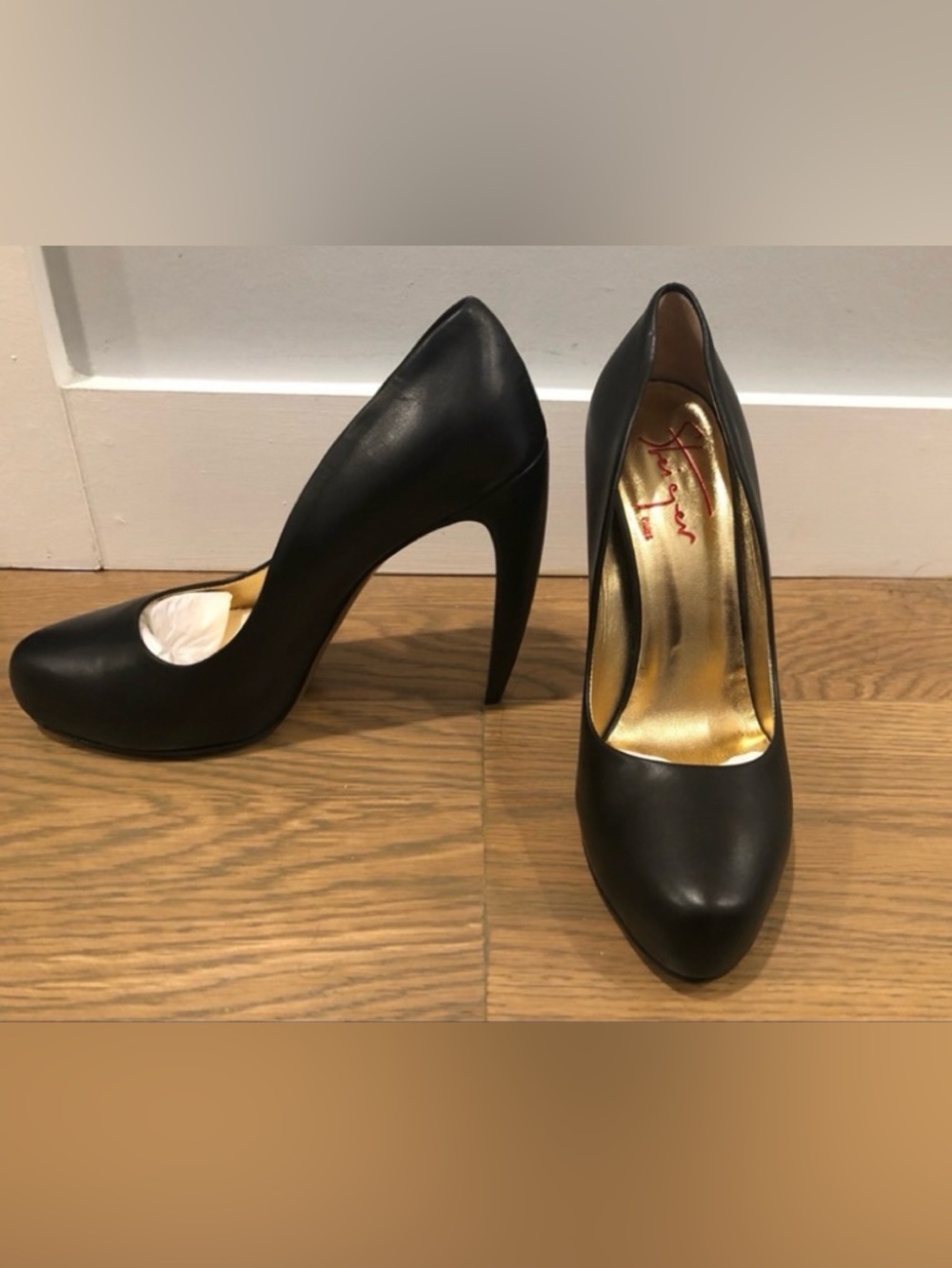 NWB Walter Steiger Black NEW VIP Curved Heel 38 Vintage